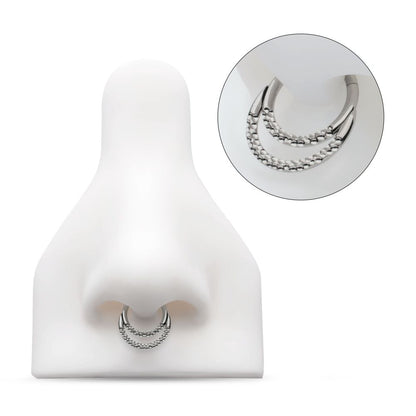 Titanium Hammered Double Hoop Front Facing Hinged Segment Clicker