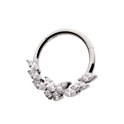 Titanium Butterfly & Marquise Gem Front Facing Hinged Segment Clicker