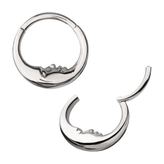 Titanium Crescent Moon Face Front Facing Hinged Segment Clicker