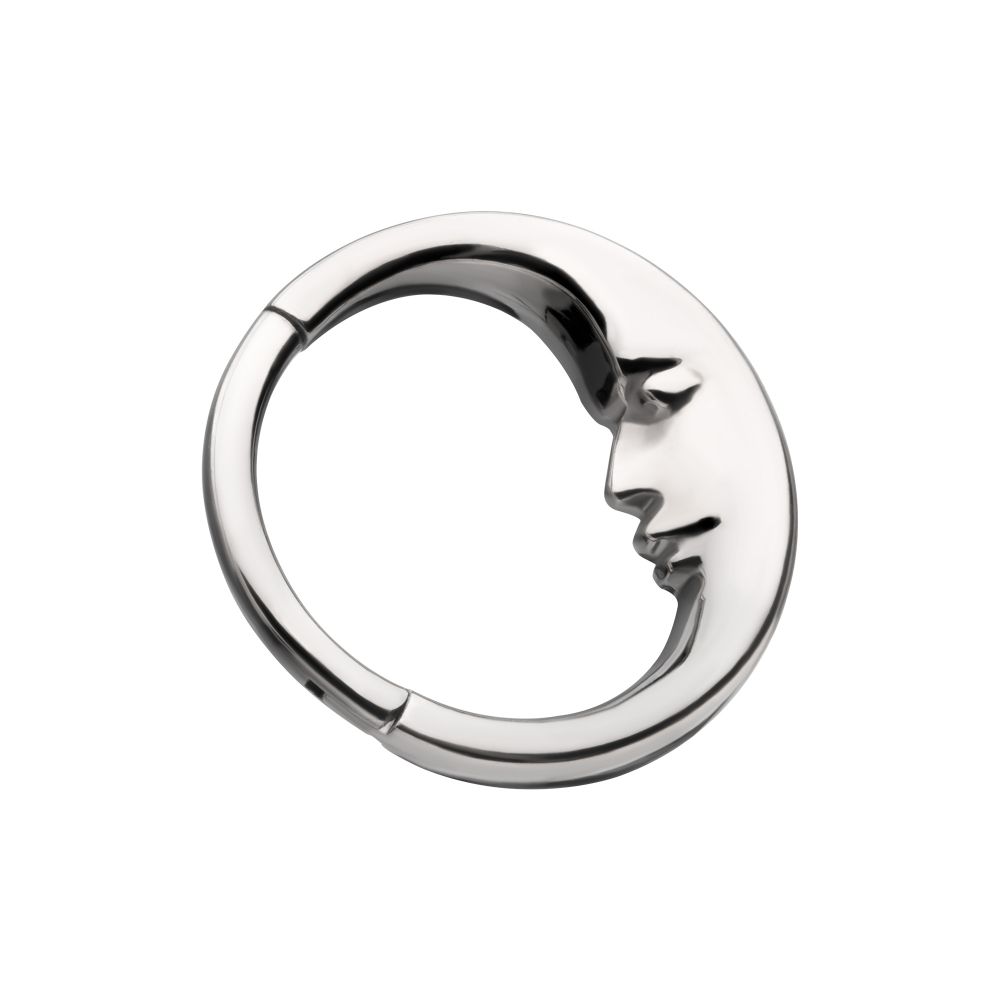 Titanium Crescent Moon Face Front Facing Hinged Segment Clicker