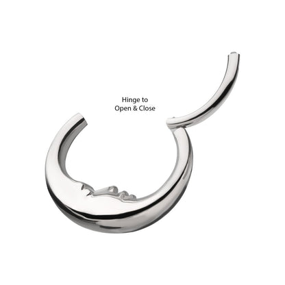 Titanium Crescent Moon Face Front Facing Hinged Segment Clicker