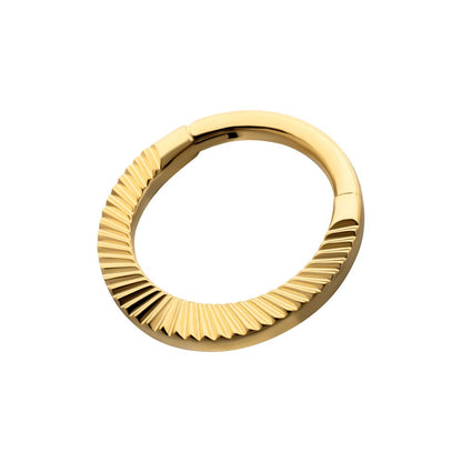 24Kt Gold PVD Titanium Radiant Round Hoop Front Facing Hinged Segment Clicker
