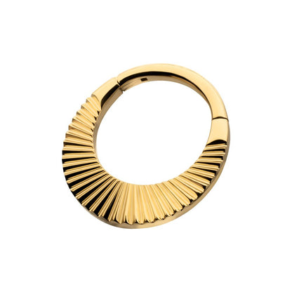 24Kt Gold PVD Titanium Radiant Wide Hoop Front Facing Hinged Segment Clicker