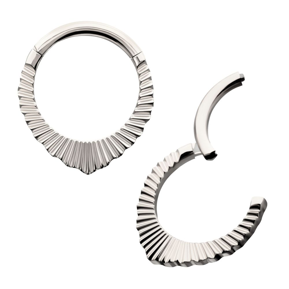 Titanium Radiant Pointed Hoop Front Facing Hinged Segment Clicker