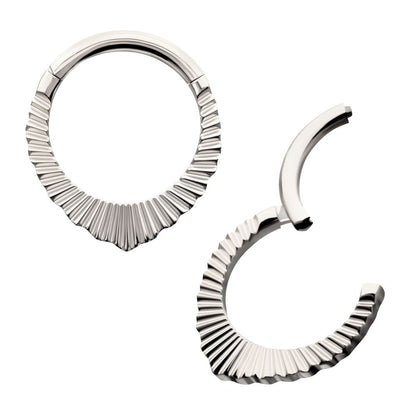 Titanium Radiant Pointed Hoop Front Facing Hinged Segment Clicker