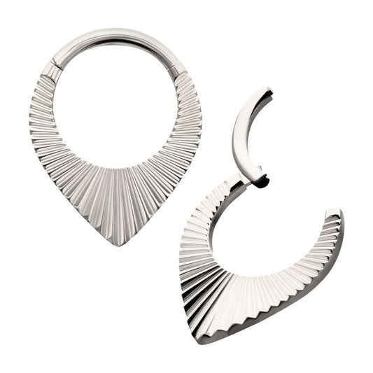 Titanium Radiant Teardrop Hoop Front Facing Hinged Segment Clicker