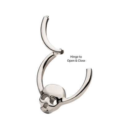 Titanium with Centered Skull Front Facing Hinged Segment Clicker