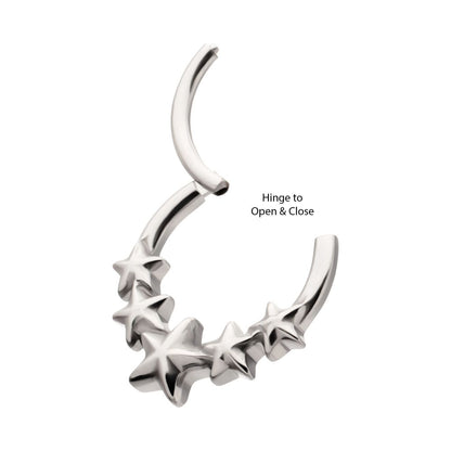Titanium 5-Star Cluster Hoop Front Facing Hinged Segment Clicker