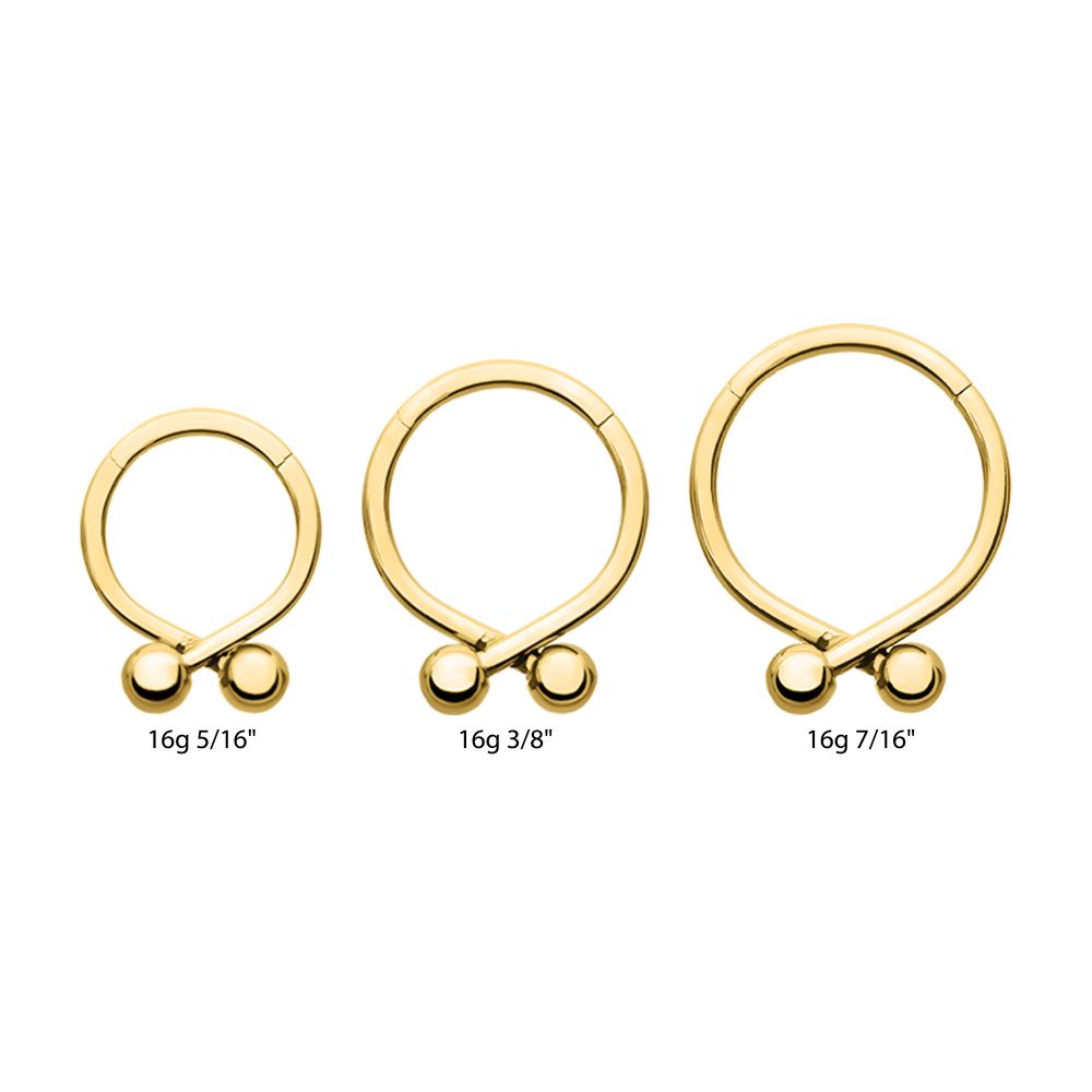 24Kt Gold PVD Titanium Twister Ball Hinged Segment Hoop Clicker