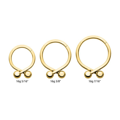 24Kt Gold PVD Titanium Twister Ball Hinged Segment Hoop Clicker