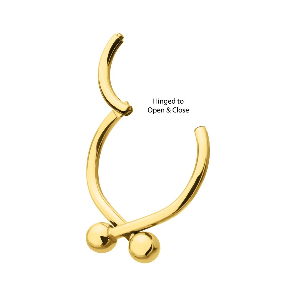 24Kt Gold PVD Titanium Twister Ball Hinged Segment Hoop Clicker