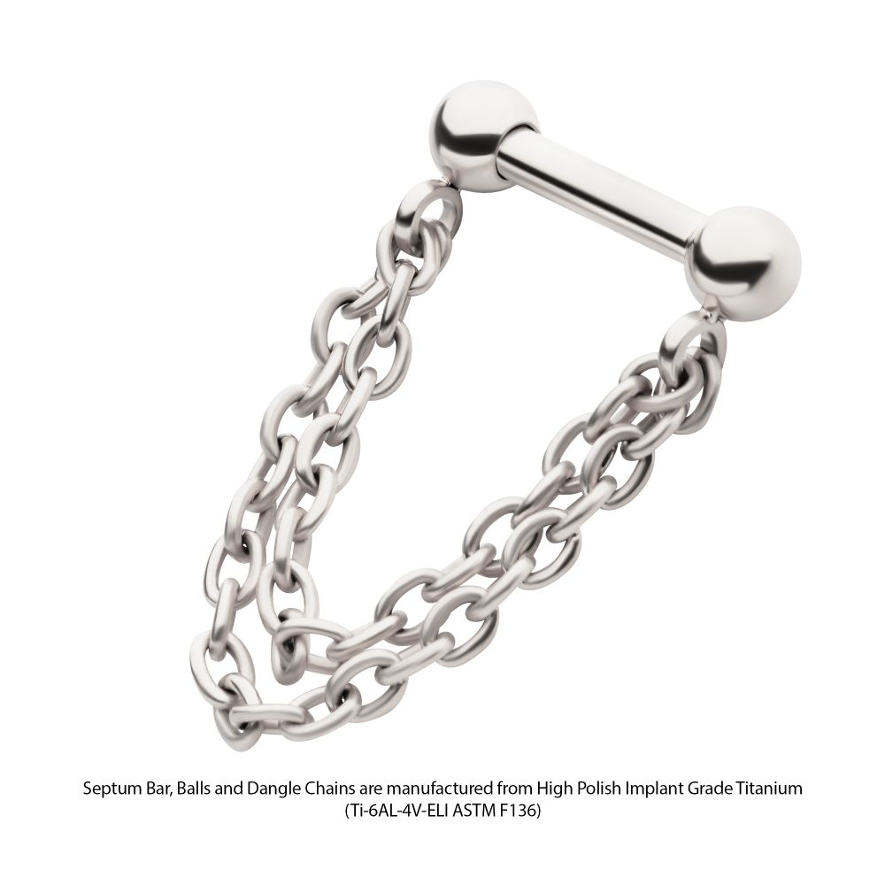 Solid Titanium 2 Tier Chains on a One Side Threadless, One Side Fixed Bar with Ball ends