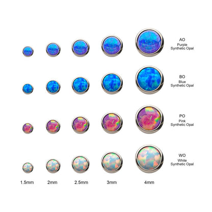 14g Titanium Internally Threaded with Synthetic Opal Round Back Bezel Set Top