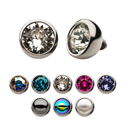 14g Titanium Internally Threaded with Swarovski Crystal Round Back Bezel Set Top