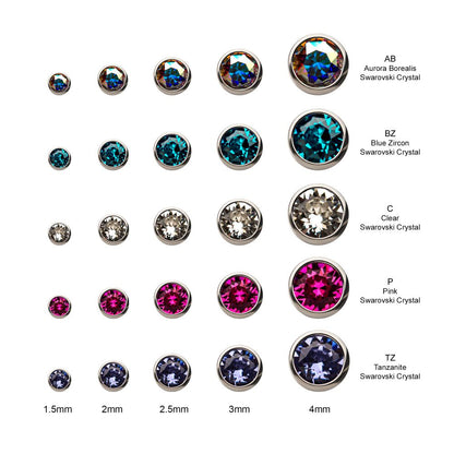 16g Titanium Internally Threaded with Swarovski Crystal Round Back Bezel Set Top