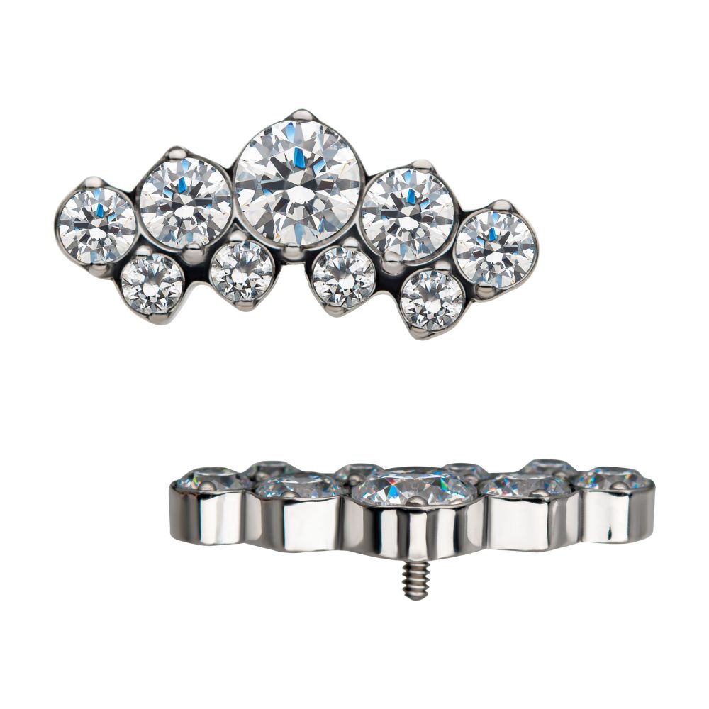 Titanium Internally Threaded with Double Row Clear CZ Top