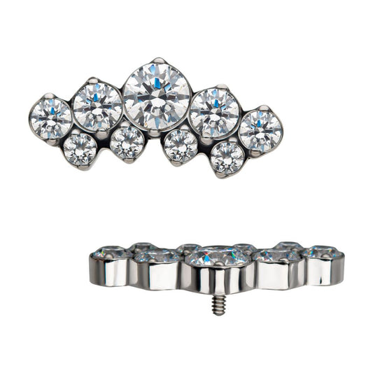 Titanium Internally Threaded with Double Row Clear CZ Top