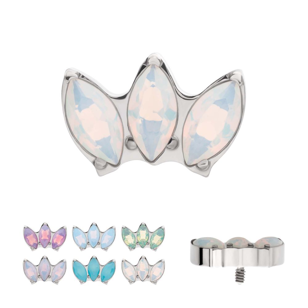 Titanium Internally Threaded Triple Marquise Opalite Cluster Top