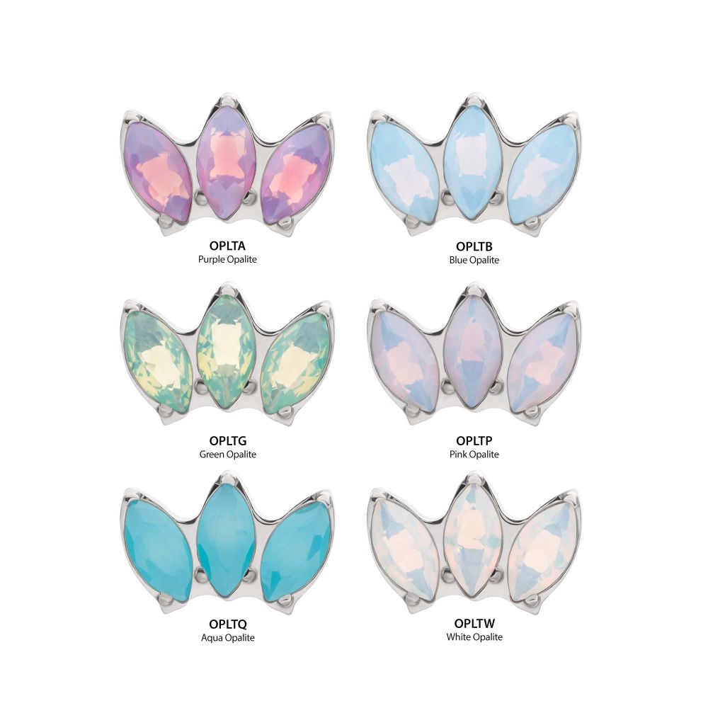 Titanium Internally Threaded Triple Marquise Opalite Cluster Top