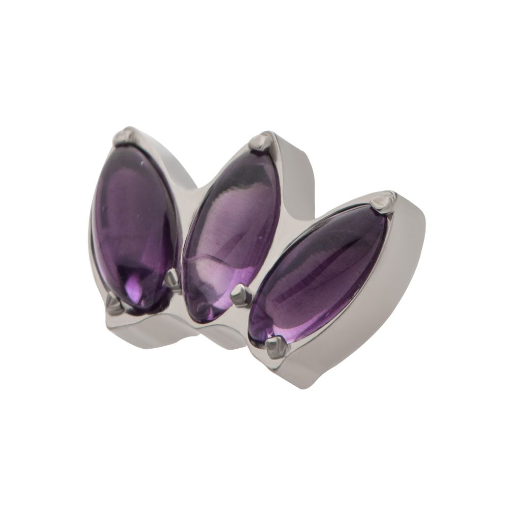 Titanium Internally Threaded with Prong Set 3-Cluster Marquise Stones Fan Shape Top