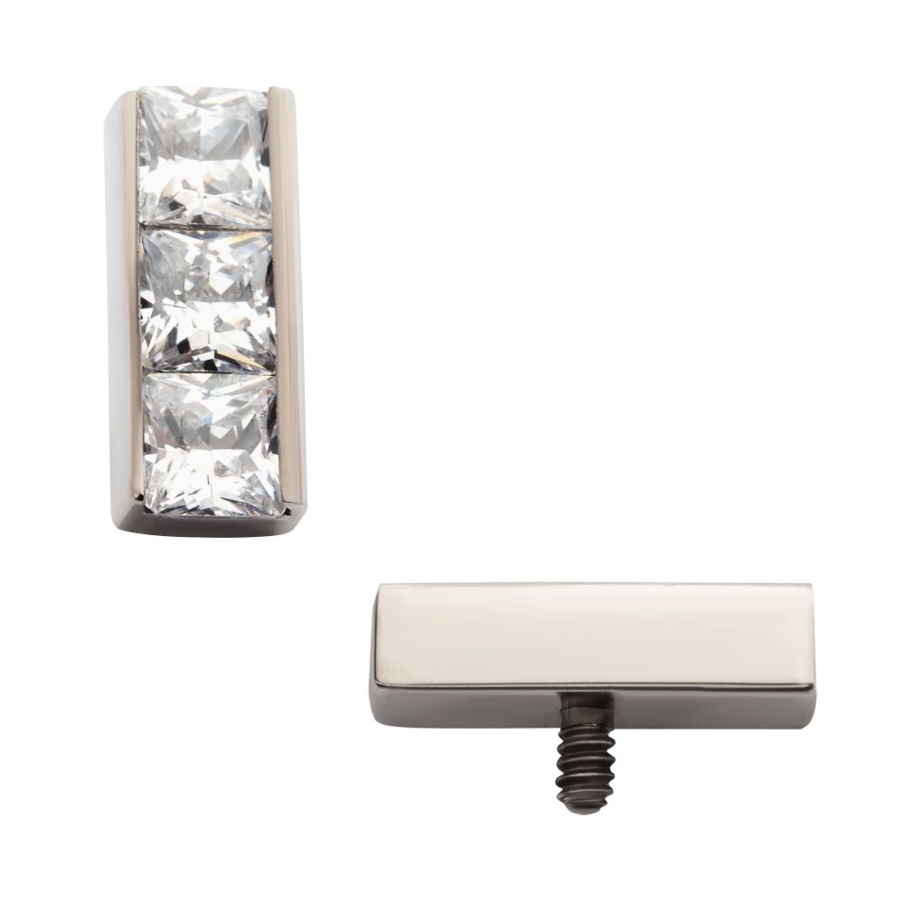 Titanium Internally Threaded with Channel Set Princess Gem Bar Top