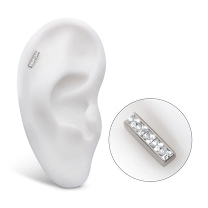 Titanium Internally Threaded with CNC Set Clear CZ 5-Cluster Bar Top