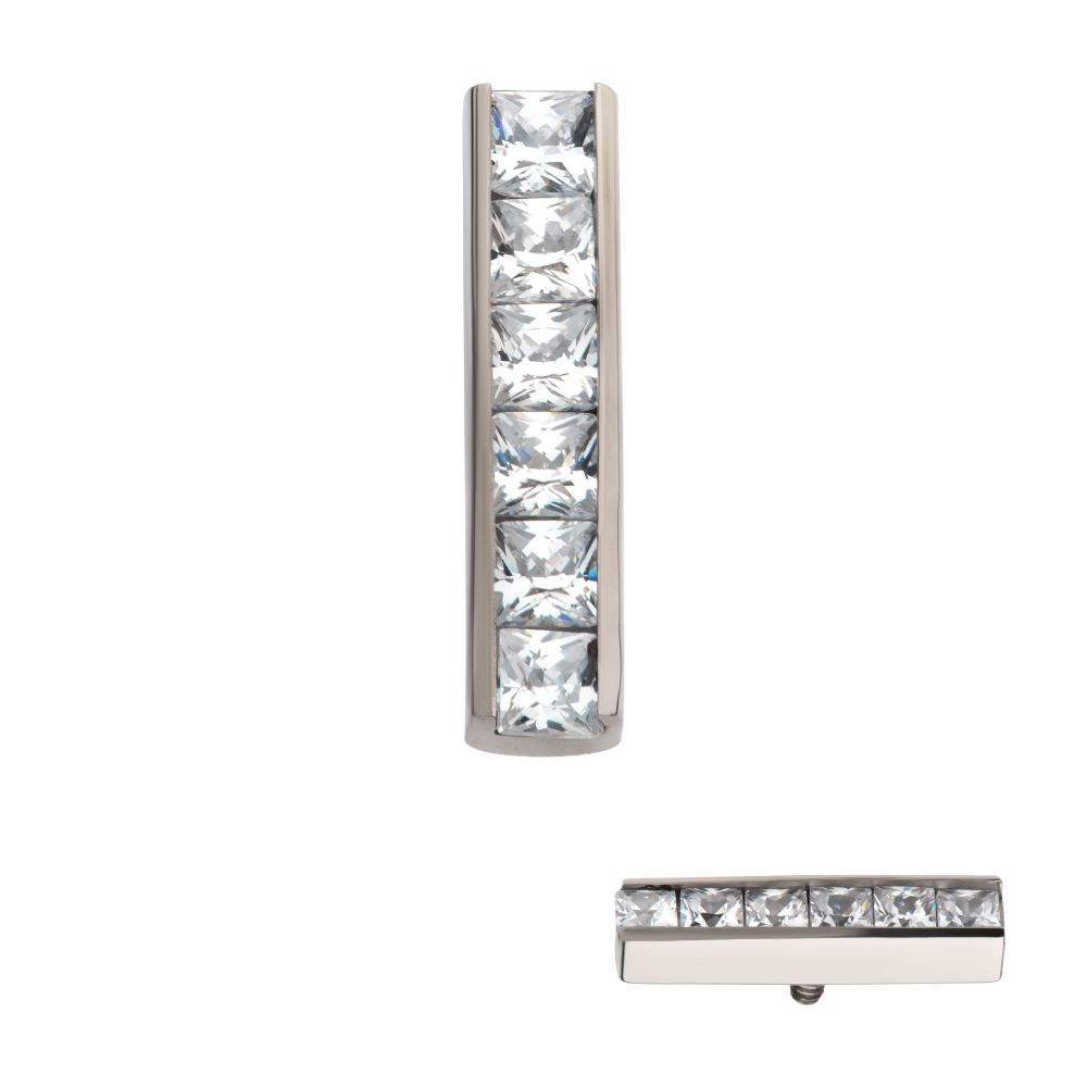 Titanium Internally Threaded with CNC Set Clear CZ 6-Cluster Bar Top