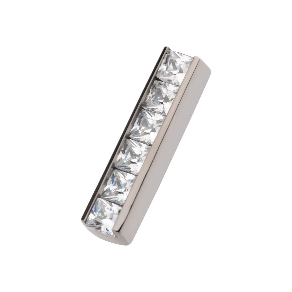 Titanium Internally Threaded with CNC Set Clear CZ 6-Cluster Bar Top