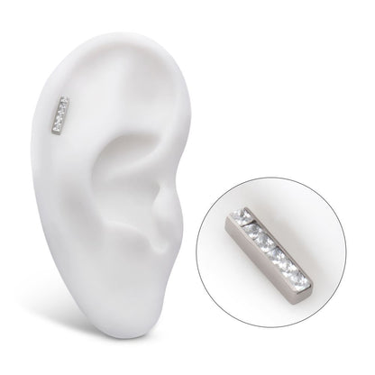 Titanium Internally Threaded with CNC Set Clear CZ 6-Cluster Bar Top