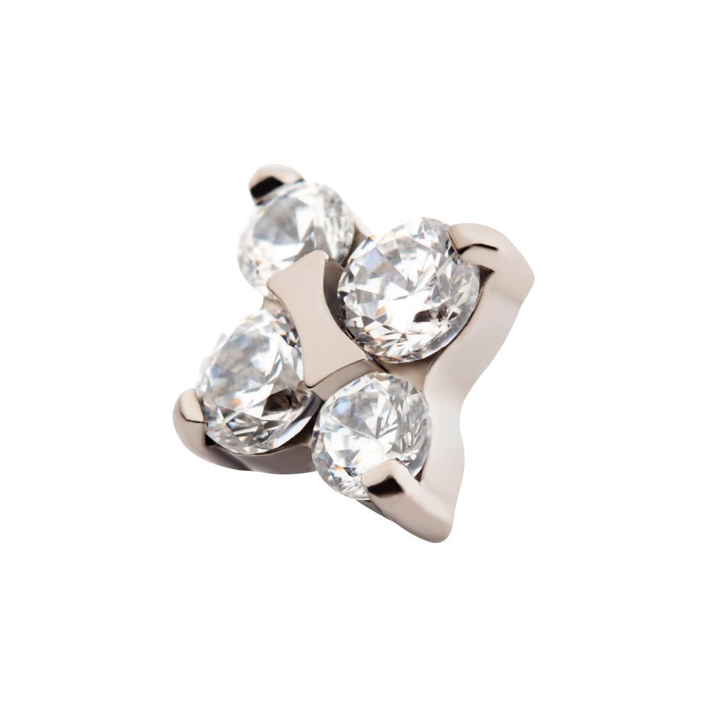 Titanium Internally Threaded with 4-Prong Set Round CZ with Crux Shape Top