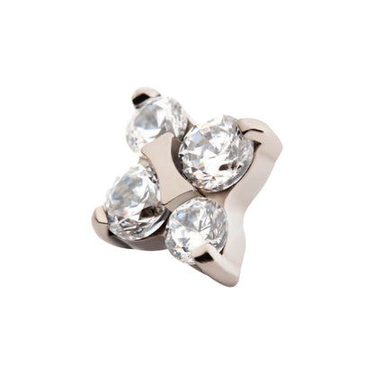 Titanium Internally Threaded with 4-Prong Set Round CZ with Crux Shape Top
