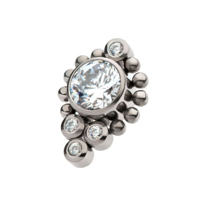 Titanium Internally Threaded Bezel Set Gem/Opal Beaded Cluster Top