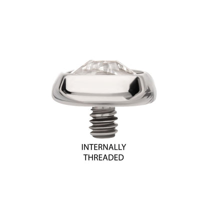 14g Titanium Internally Threaded Low Profile Bezel Set Swarovski Crystal Dermal Top
