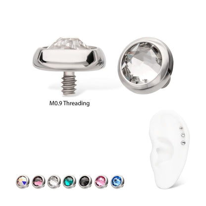 16g Titanium Internally Threaded Low Profile Bezel Set Swarovski Crystal Dermal Top