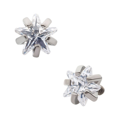 Titanium Internally Threaded with Prong Set CZ Star Shape Top