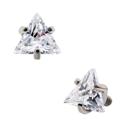 Titanium Internally Threaded with Prong Set CZ Triangular Shape Top