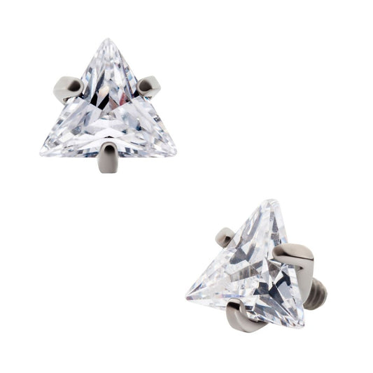 Titanium Internally Threaded with Prong Set CZ Triangular Shape Top