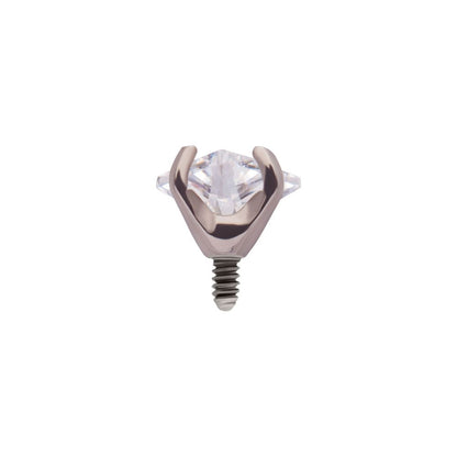 Titanium Internally Threaded with Prong Set CZ Triangular Shape Top