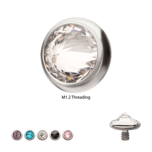 14g Titanium Internally Threaded Round Bezel Set Inverse Gem Top