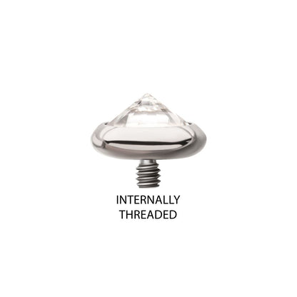 16g Titanium Internally Threaded Round Bezel Set Inverse Gem Top