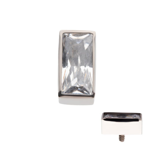 Titanium Internally Threaded with Bezel Set CZ Rectangular Shape Top