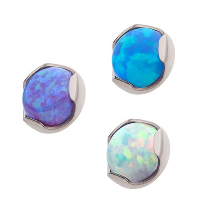 Titanium Internally Threaded with Prong Set Semi-Bezel Opal Low Profile Top