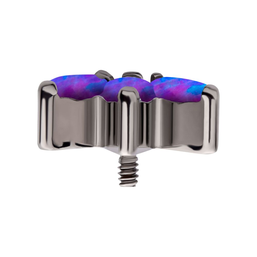 Titanium Internally Threaded with Prong Set Marquise Opal  3-Cluster Top