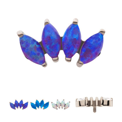 Titanium Internally Threaded with Prong Set Marquise Opal 4-Cluster Top