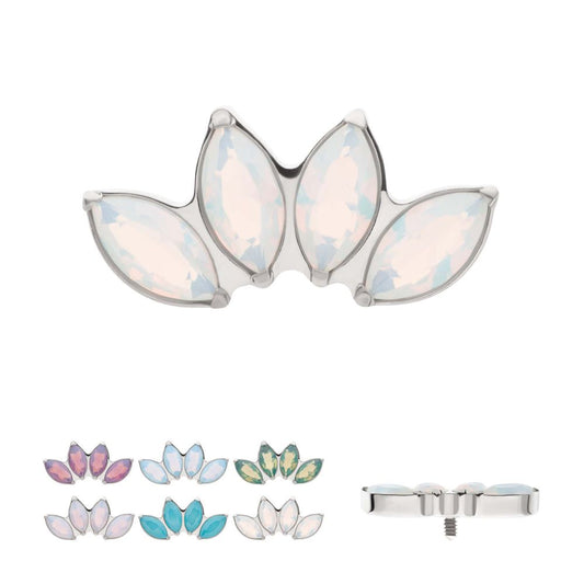 Titanium Internally Threaded 4-Cluster Marquise Opalite Top