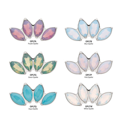 Titanium Internally Threaded 4-Cluster Marquise Opalite Top