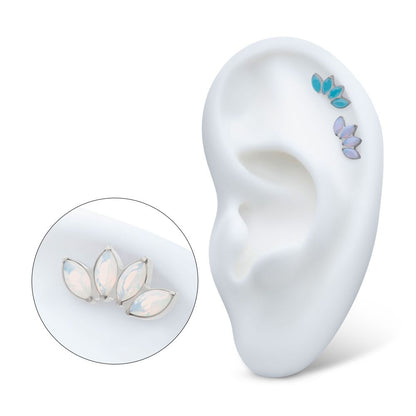 Titanium Internally Threaded 4-Cluster Marquise Opalite Top