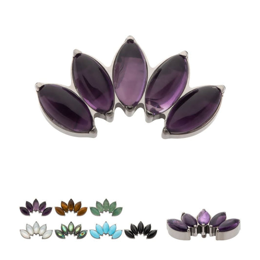 Titanium-Internally Threaded with Prong Set 5-Cluster Marquise Stones Fan Shape Top