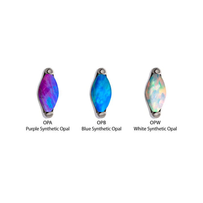 Titanium Internally Threaded with 2-Prong Set Marquise Opal Top