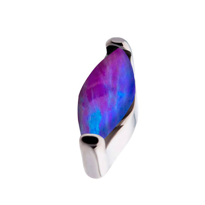 Titanium Internally Threaded with 2-Prong Set Marquise Opal Top